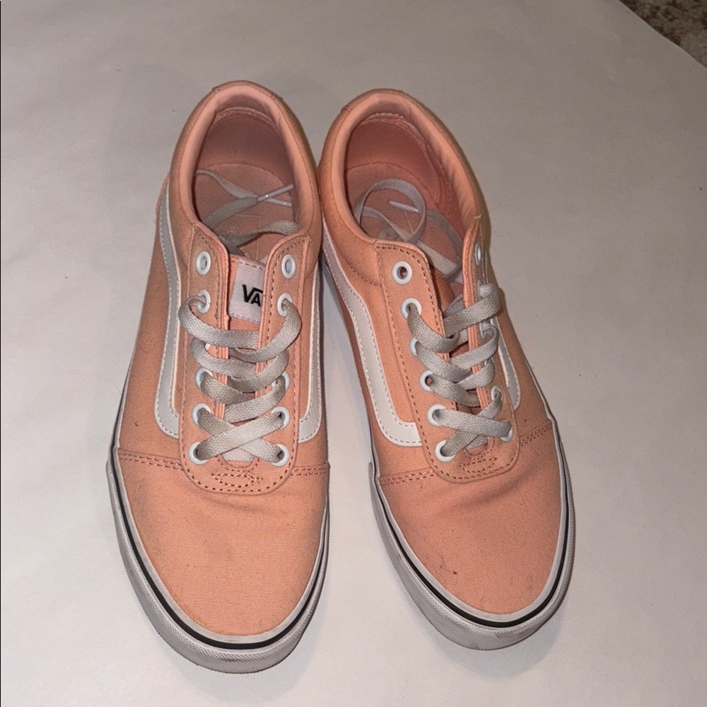 Vans Peach and White Sneakers